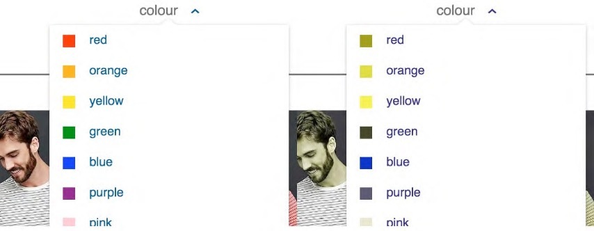 Farbfilter mit Beschriftung der Felder zur Farbauswahl