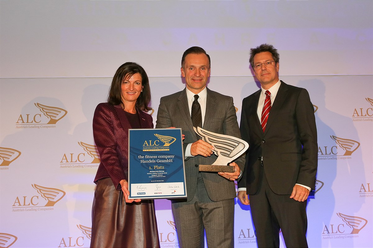 1. Platz Kategorie: National Großbetriebe für The Fitness Company GmbH aus Leonding (v. li.):