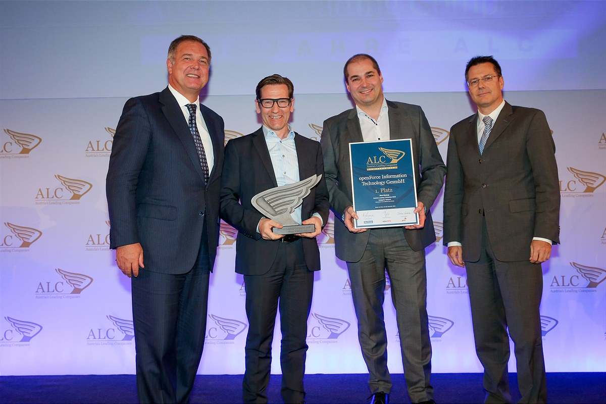 ALC Wien: 1. Platz Kategorie: National Klein- und Mittelbetriebe für die openForce Information Technology GmbH (v.l.):