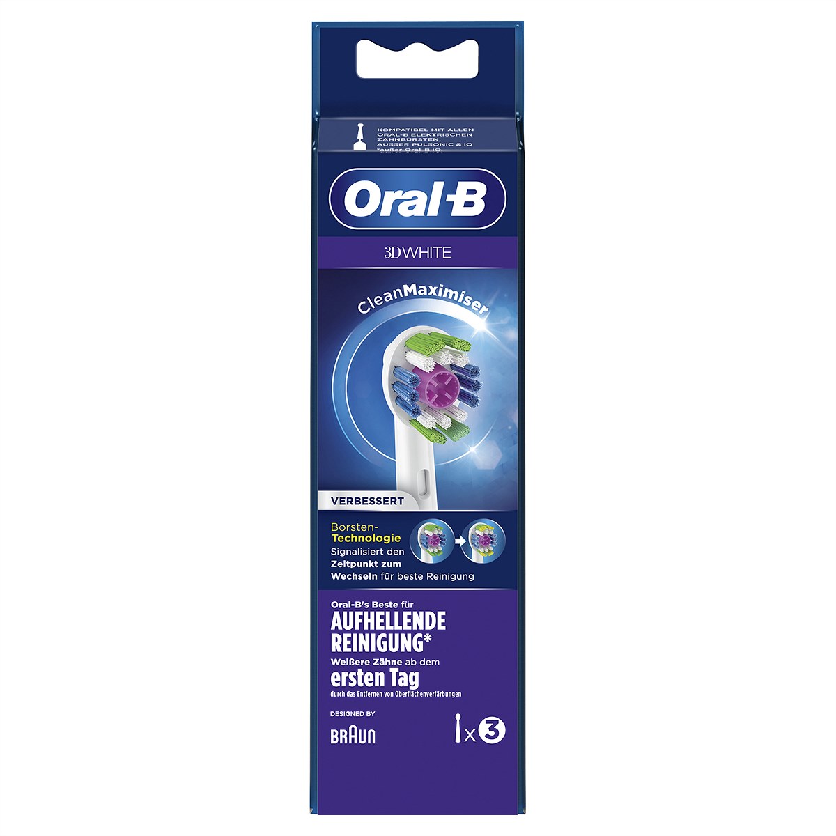 Oral-B Aufsteckbürsten 3DWhite mit CleanMaximiser-Technologie