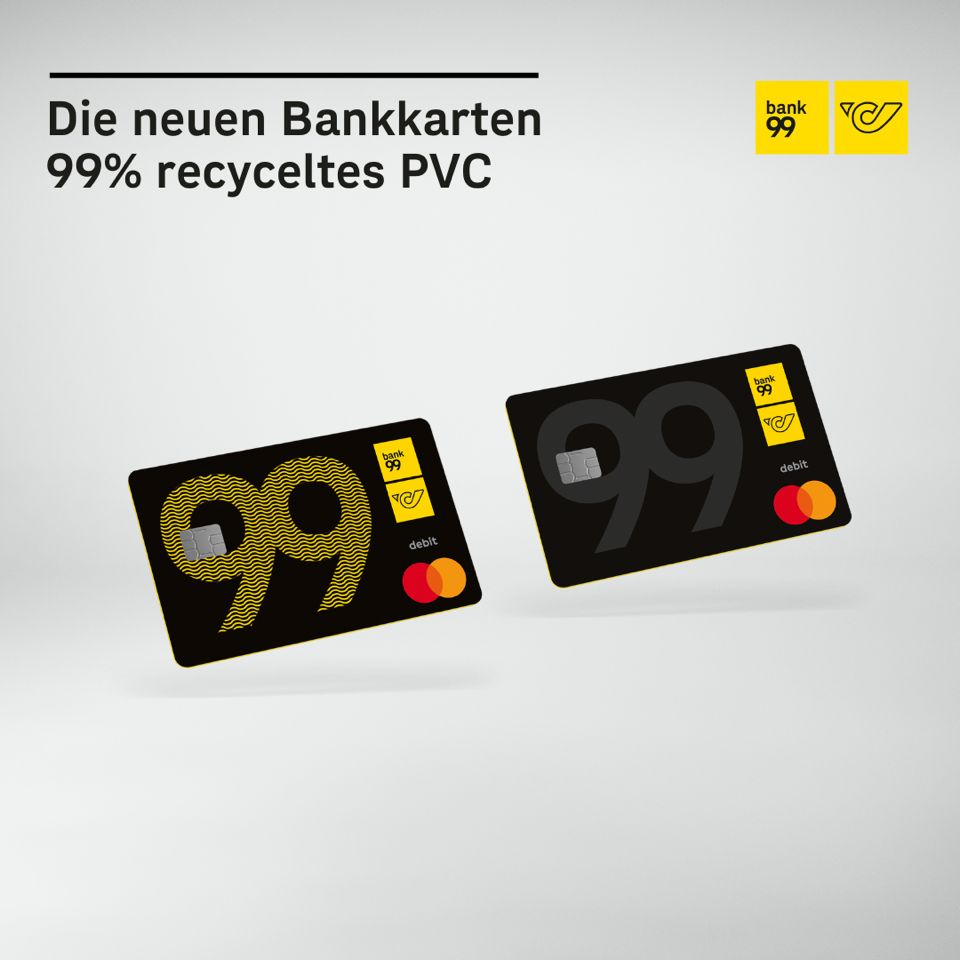 Die neuen recycelten Bankkarten von bank99