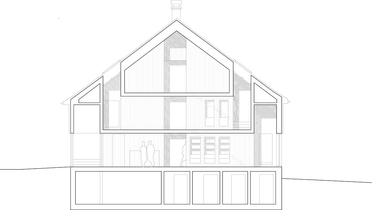 Grafik: Erhöhte Bereiche an den Fassaden im Erdgeschoss